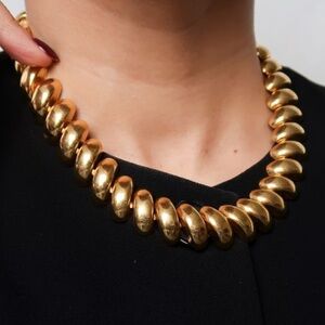 Vintage Napier Susan Caplan Gold Plated Puffy link Necklace